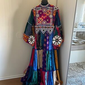 Colorful Patchwork Afghani Maxi Dress